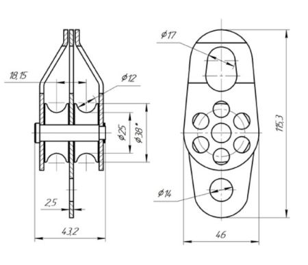  Блок-ролик Вертикаль двойной сталь с подшипником в Иваново  