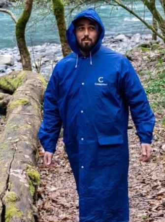 Плащ-дождевик Следопыт плотный PVC 76х130см на кнопках с капюшоном синий